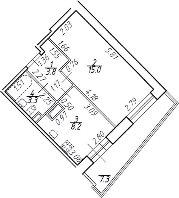 1-комнатная квартира 32.5 м², 3/16 эт., ЖК «Стороны Света»
